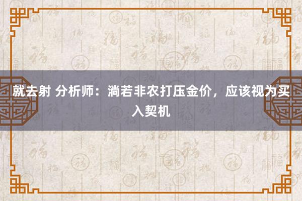 就去射 分析师：淌若非农打压金价，应该视为买入契机