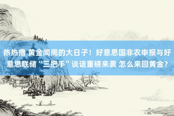 热热撸 黄金阛阓的大日子！好意思国非农申报与好意思联储“三把手”谈话重磅来袭 怎么来回黄金？