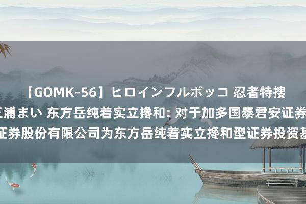 【GOMK-56】ヒロインフルボッコ 忍者特捜隊バードファイター 三浦まい 东方岳纯着实立搀和: 对于加多国泰君安证券股份有限公司为东方岳纯着实立搀和型证券投资基金销售机构同期通达..