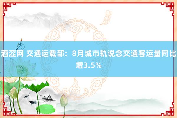 酒涩网 交通运载部：8月城市轨说念交通客运量同比增3.5%