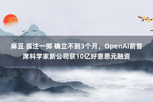 麻豆 孤注一掷 确立不到3个月，OpenAI前首席科学家新公司获10亿好意思元融资