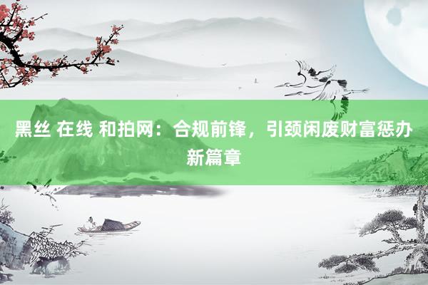 黑丝 在线 和拍网：合规前锋，引颈闲废财富惩办新篇章