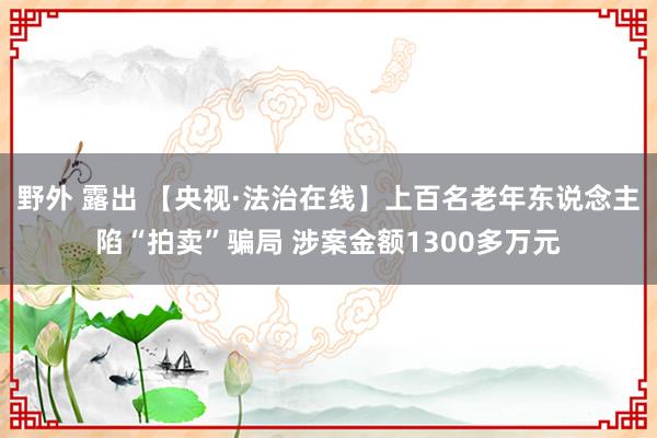 野外 露出 【央视·法治在线】上百名老年东说念主陷“拍卖”骗局 涉案金额1300多万元